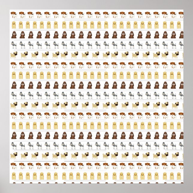 Póster cute dog pattern design for dog lovers- white (Frente)