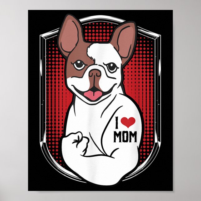 Póster Cute Dog Tattoo Amo A Mamá (Frente)