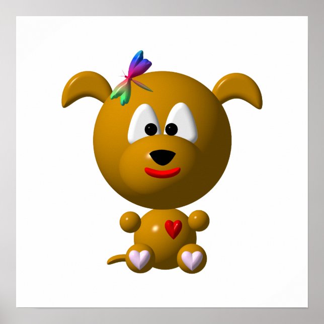 Póster Cute Dog with Dragonfly (Frente)