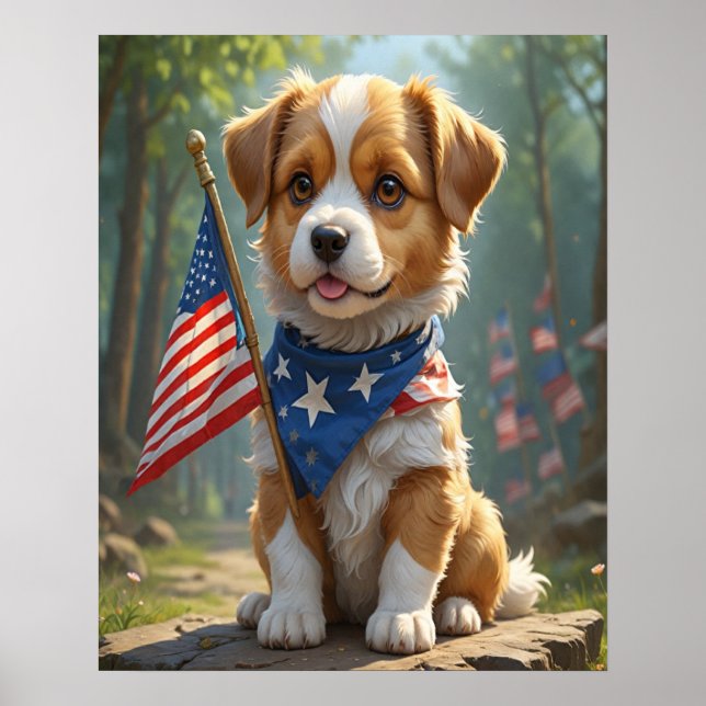 Póster Cute Dogs cuarto de julio (Frente)