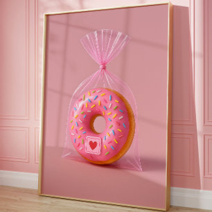 Póster Cute Donut Wall Art, Cocina Estética Rosa