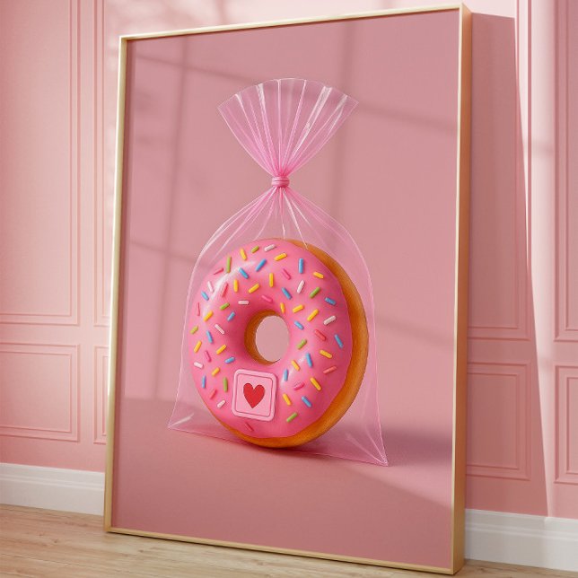 Póster Cute Donut Wall Art, Cocina Estética Rosa (Donuts Lover)
