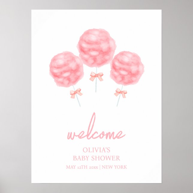 Póster Cute Dulce Arco Algodón de Azúcar Bienvenida en la (Frente)
