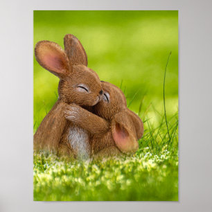 Póster Cute Easter Bunnies Eggs Spring Easter