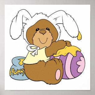 Póster Cute Easter Bunny Bear