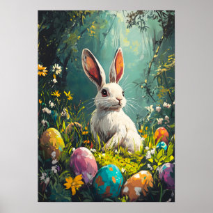 Póster Cute Easter Bunny Painting
