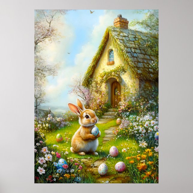 Póster Cute Easter Bunny Painting Wall Art (Frente)