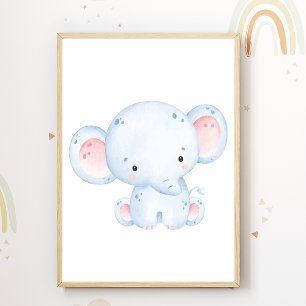 Póster Cute Elephant Nursery Poster Kids Room Decor
