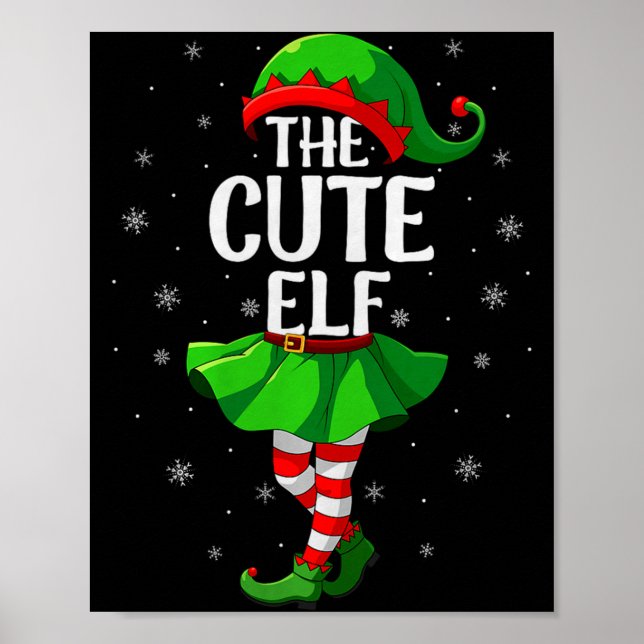 Póster Cute Elf Christmas Girls Women Elf Squad Xmas Fami (Frente)