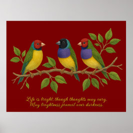 Póster Cute embroidered birds on the branch