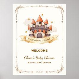 Póster Cute Fairytale Prince Castle Baby Shower Welcome