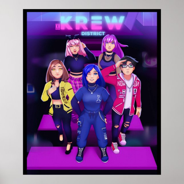 Póster Cute Fanart Funneh y el distor Personalizado Krew  (Frente)