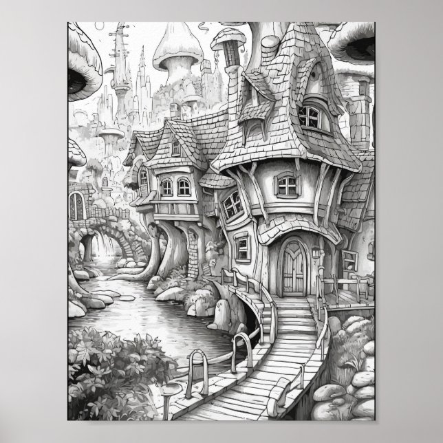 Póster Cute Fantasía Interior Coloración para adultos (Frente)