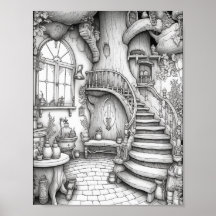 Cute Fantasía Interior Coloración para adultos