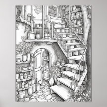 Cute Fantasía Interior Coloración para adultos