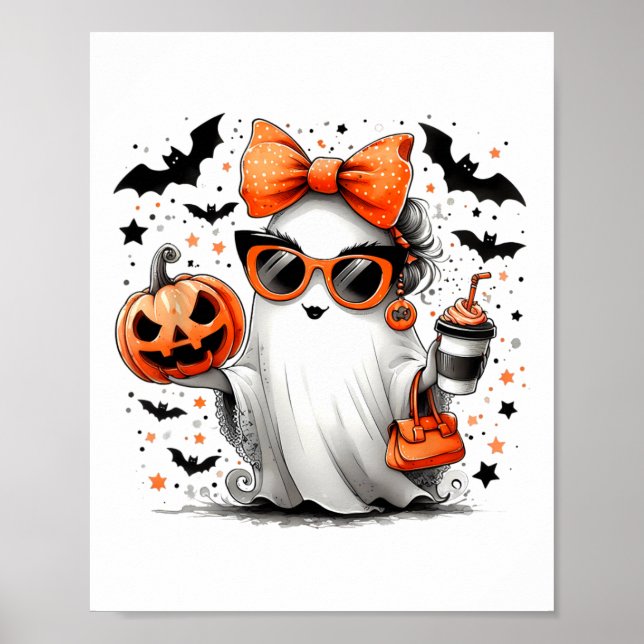 Póster Cute fantasma Halloween Diva Personalizados Sungle (Frente)