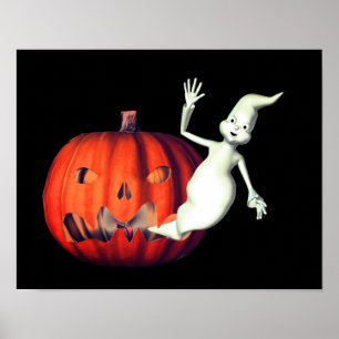 Póster Cute fantasma Jack O Lantern Halloween