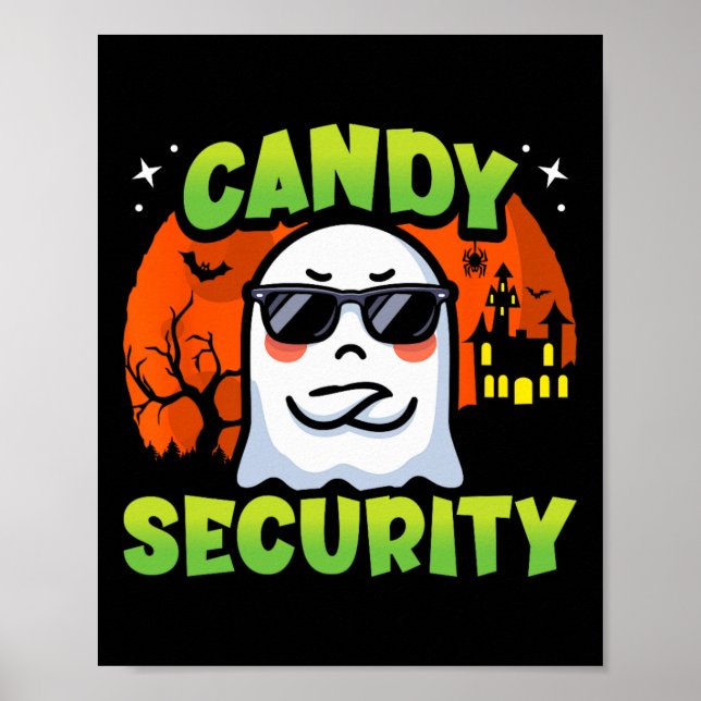 Póster Cute Fantasma Niños Halloween - Candy Security - G (Frente)