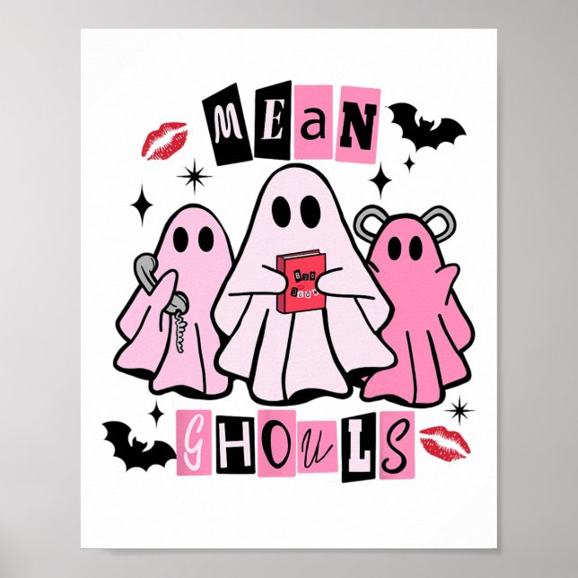 Póster Cute fantasma significa Ghouls Funny Halloween Cos (Frente)