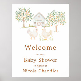 Póster Cute Farm Barn Baby Shower Welcome