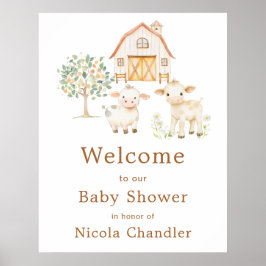 Póster Cute Farm Barn Baby Shower Welcome