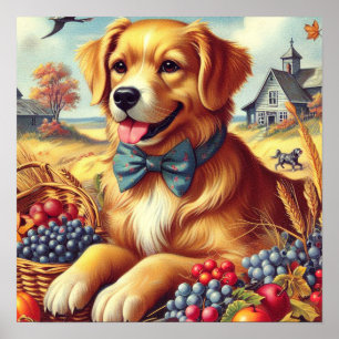 Póster Cute Farm Dog Pinting