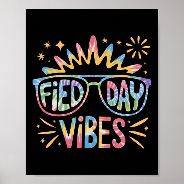 Póster Cute Field Day Vibes Tie Dye Para Los Niños Maestr (Frente)