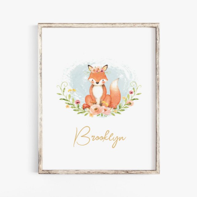 Póster Cute Floral Fox Animal Nursery Wall Arts (Subido por el creador)