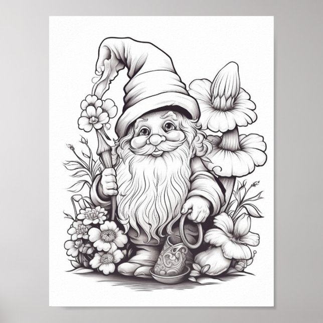 Póster Cute Forest Gnome Coloring (Frente)