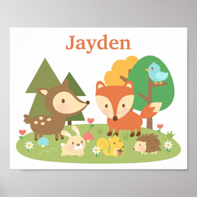 Póster Cute Forest Woodland Animal Kids Room (Frente)