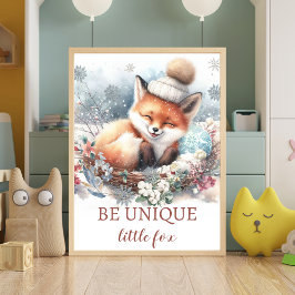 Póster Cute fox Baby Boy Nursery Woodland acuarela