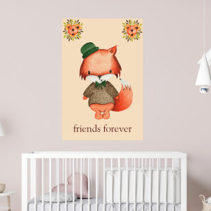 Póster Cute Fox Friends Forever Boys Room Baby Nursery