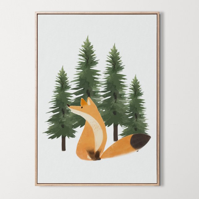 Póster Cute Fox Nursery Woodland Animal Wall Art Decor (Cute Fox Nursery Woodland Animal Wall Art Decor, tree, forest, wild)