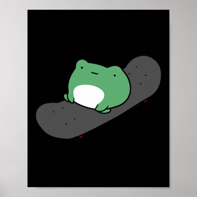 Póster Cute Frog Skateboarding  (Frente)