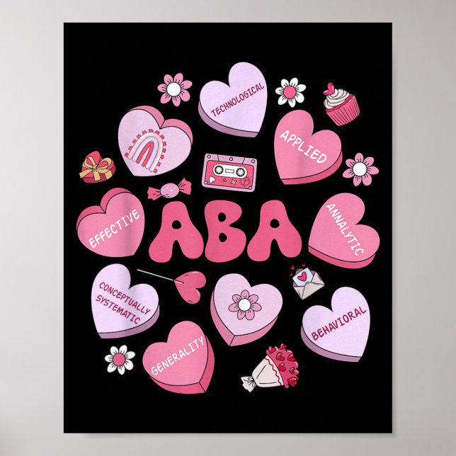 Póster Cute Funny Aba Therapy Candy Heart Slp Behavior Va (Frente)