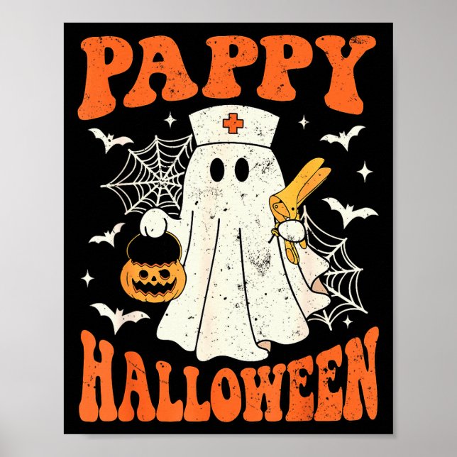Póster Cute Funny Boo Ghost Nurses Pappy Halloween Obgyn  (Frente)