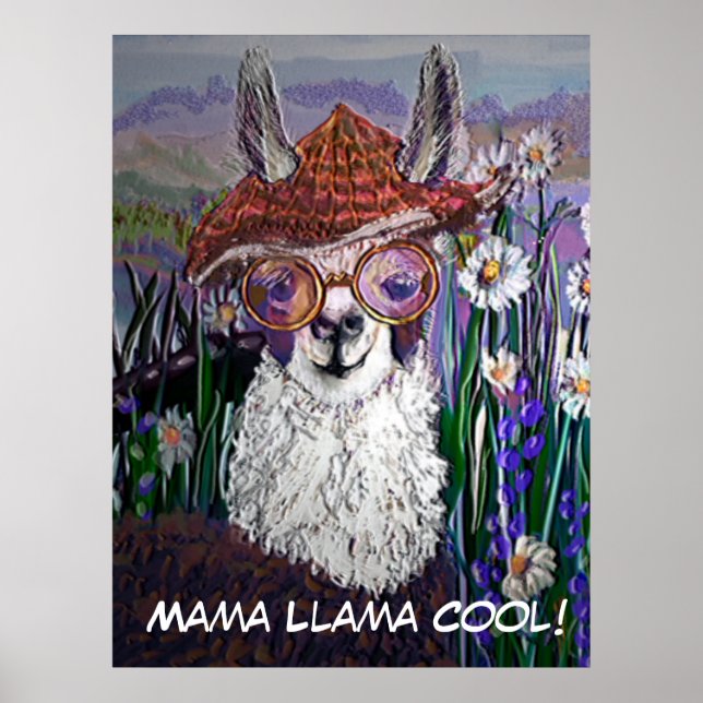 Póster Cute Funny Mama Llama Keep Your Cool (Frente)