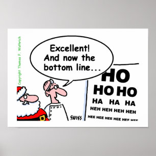 Póster Cute Funny Santa Optometrist Eye Test Personalizad
