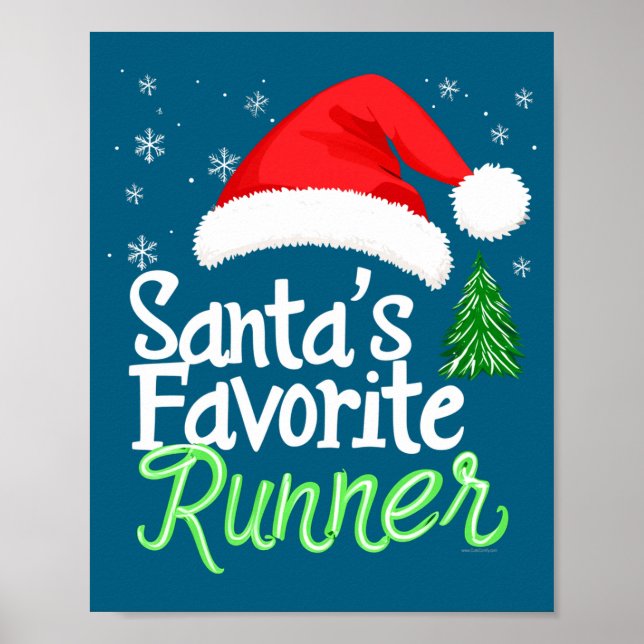 Póster Cute Funny Santa's Favorite Runner Christmas Run H (Frente)