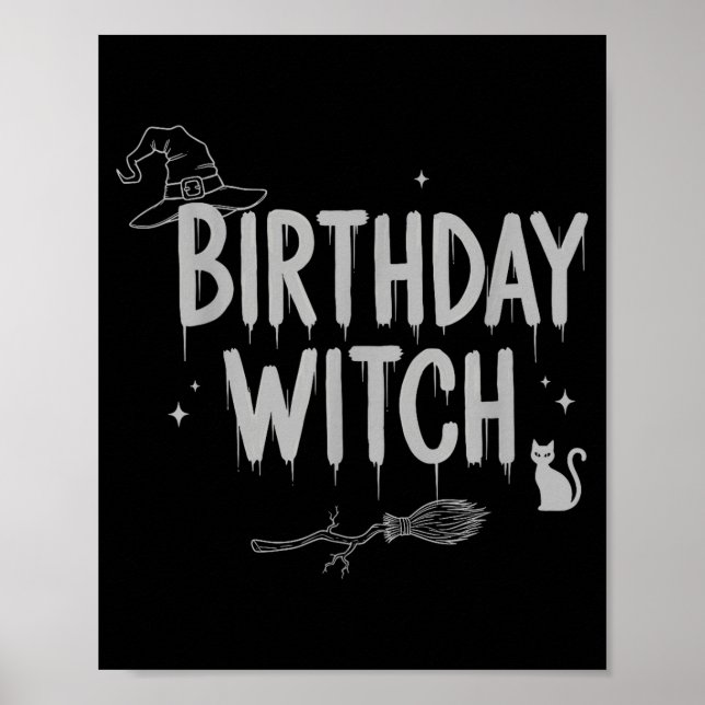 Póster Cute Funny Witch Witchy Birthday Witches Happy Wom (Frente)
