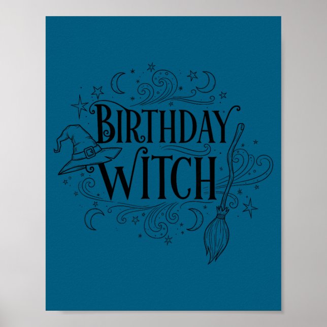 Póster Cute Funny Witch Witchy Birthday Witches Happy Wom (Frente)