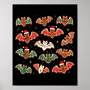 Póster Cute Galletas de Jengibre Murciélagos Soky Navidad