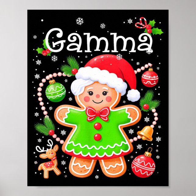 Póster Cute Gamma Gingerbread Family Matching Christmas C (Frente)