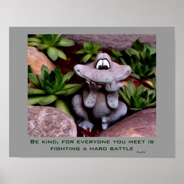 Póster Cute Garden Frog Kindness Cita Inspiradora (Frente)
