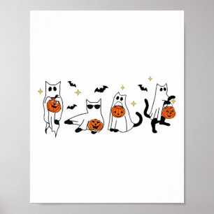Póster Cute Gato Fantasma Divertido vestido Halloween Rop