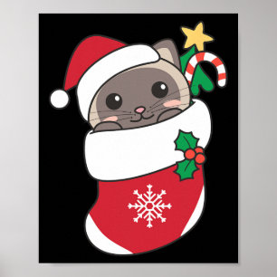 Póster Cute Gatos Siameses En Acciones De Navidades Para 