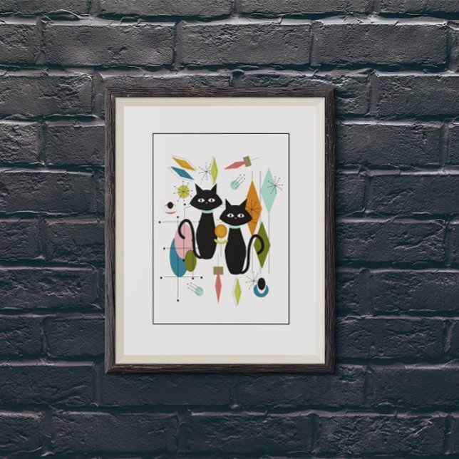 Póster Cute Gats Mid Century Moderno (Subido por el creador)