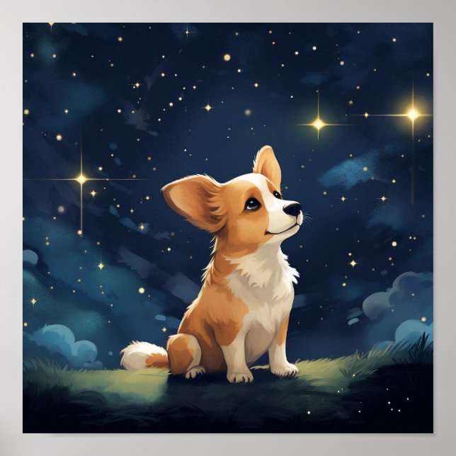 Póster Cute Gazing Pembroke Corgi (Frente)