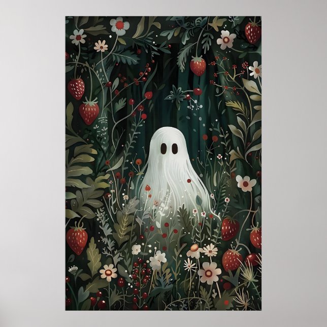 Póster Cute Ghost In Strawberry Meadow Print, Ghost (Frente)