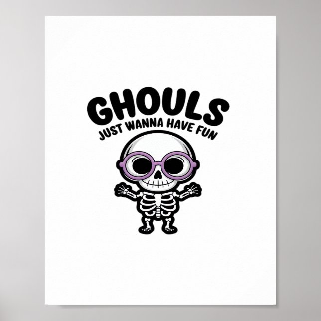 Póster Cute Ghouls solo quiere tener un Skeleton divertid (Frente)